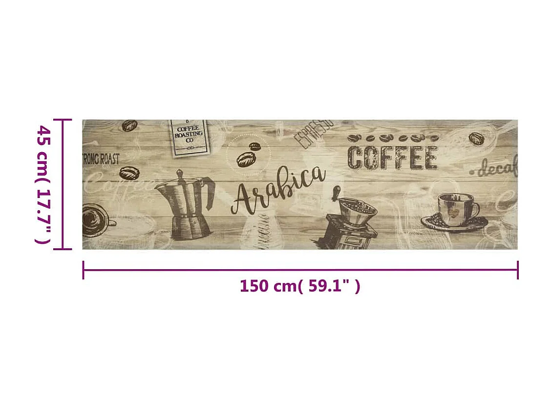 Alfombra de cocina lavable estampado café marrón 45x150 cm terciopelo