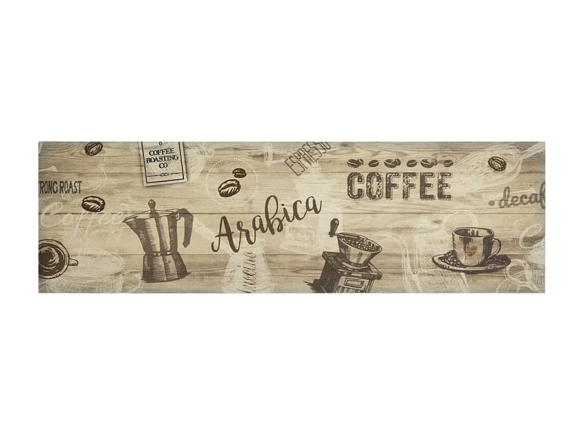 Tapis de cuisine lavable imprimé café marron 45x150 cm velours