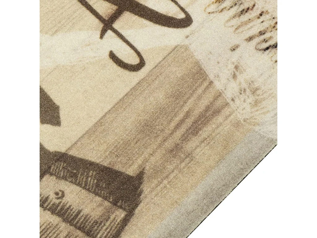 Tapis de cuisine lavable imprimé café marron 45x150 cm velours