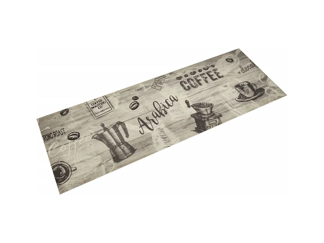 Tappeto da cucina lavabile stampa caffè grigio 60x180 cm in velluto