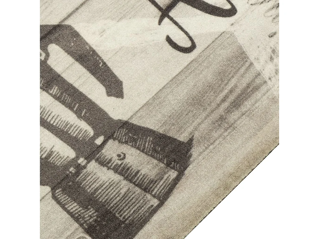 Waschbarer grauer Küchenteppich mit Kaffeemotiv, 60 x 180 cm, Samt