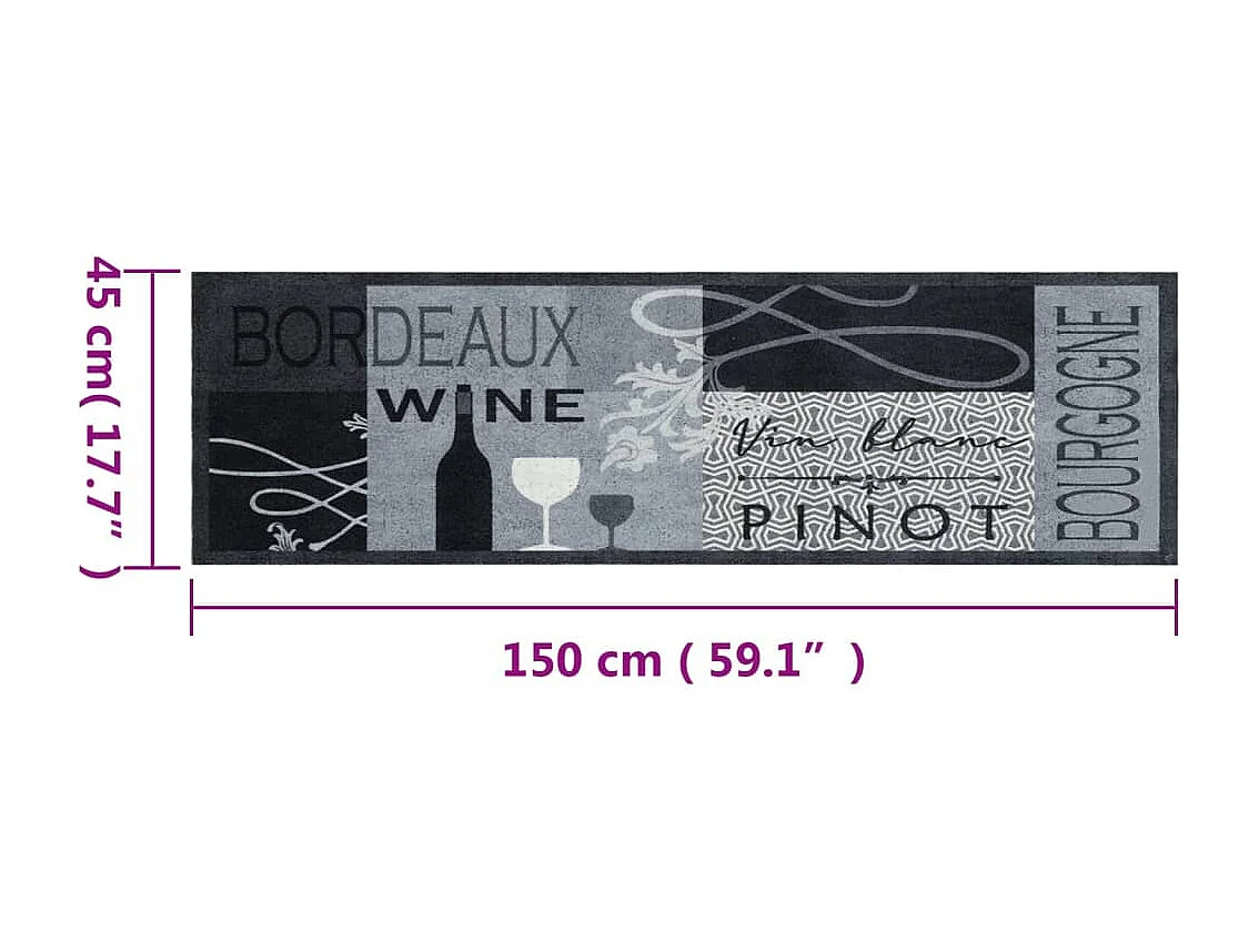 Tappeto da cucina lavabile stampato Grigio vino 45x150 cm