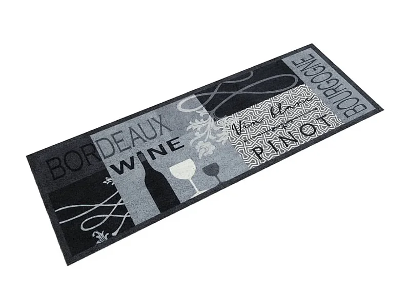 Tapis de cuisine lavable imprimé Wine gris 45x150 cm