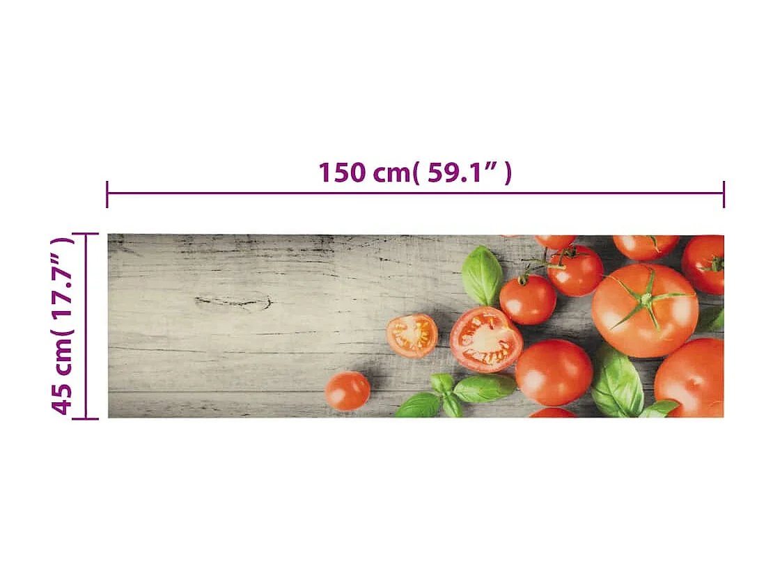 Tapis de cuisine lavable impression de tomates 45x150cm velours