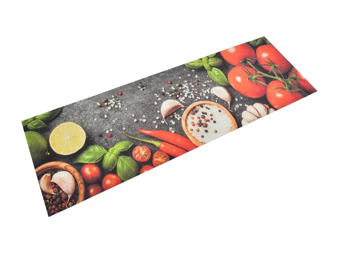 Waschbarer Küchenteppich mit Gemüsedruck, 60 x 180 cm, Samt