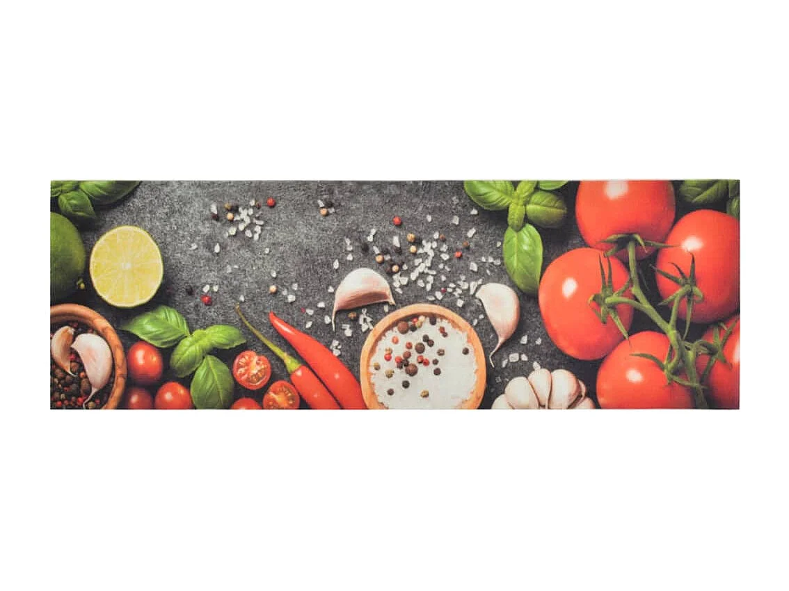 Tapis de cuisine lavable impression légumes 60x180 cm velours