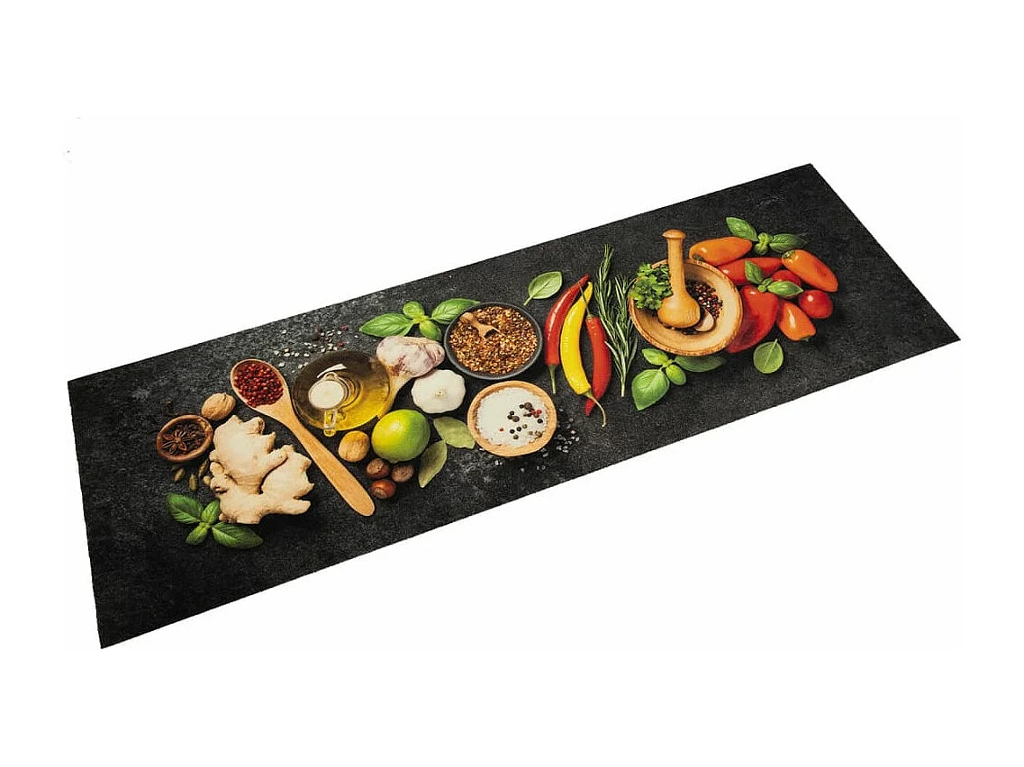 Waschbarer Küchenteppich mit Gewürzdruck, 60 x 180 cm, Samt