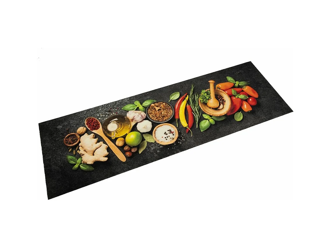 Tapis de cuisine lavable impression d'épices 60x180 cm velours