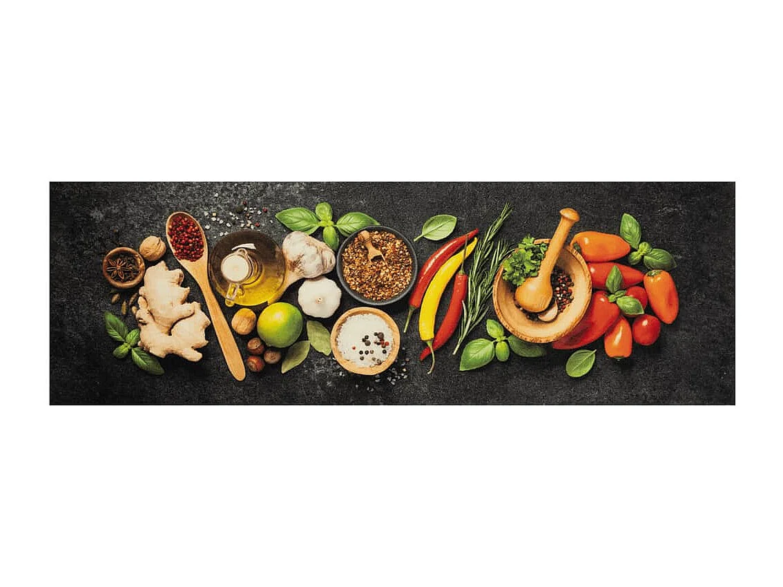 Tappeto da cucina lavabile stampa spezie 60x180 cm in velluto