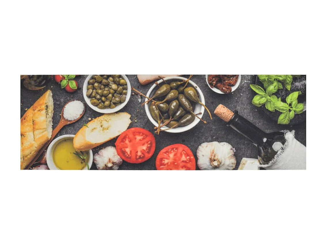 Tapis de cuisine lavable impression vin dîner 60x180 cm velours