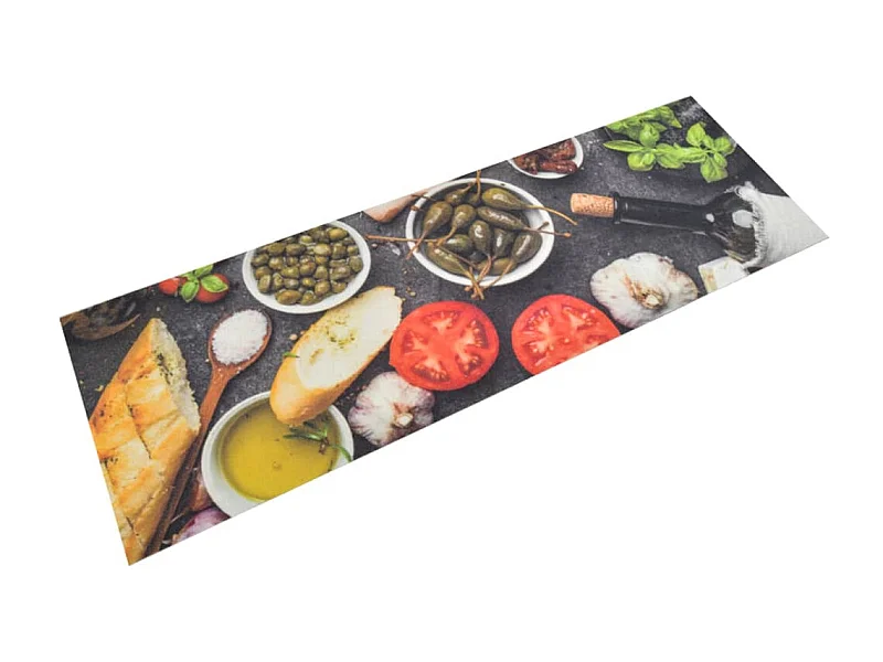 Tapis de cuisine lavable impression vin dîner 60x180 cm velours