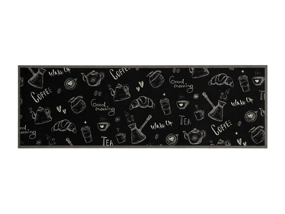 Tapis de cuisine lavable imprimé Morning noir 60x180 cm velours