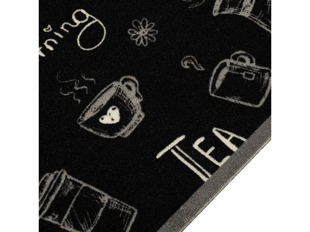 Tapis de cuisine lavable imprimé Morning noir 60x180 cm velours