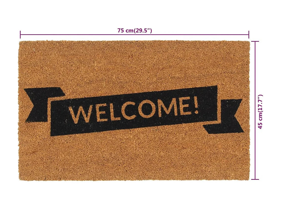 Tapis de porte naturel 45x75 cm fibre de coco touffeté