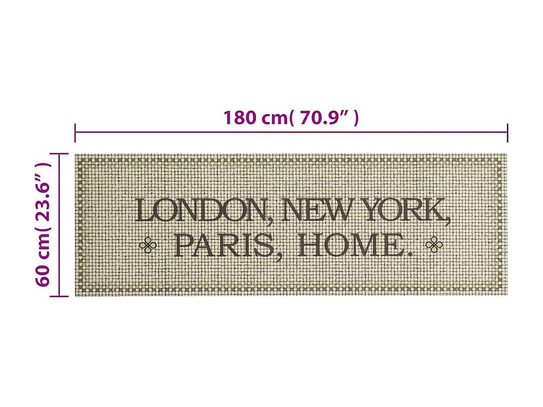 Tapete de cozinha lavável estampado com capitais home 60x180 cm