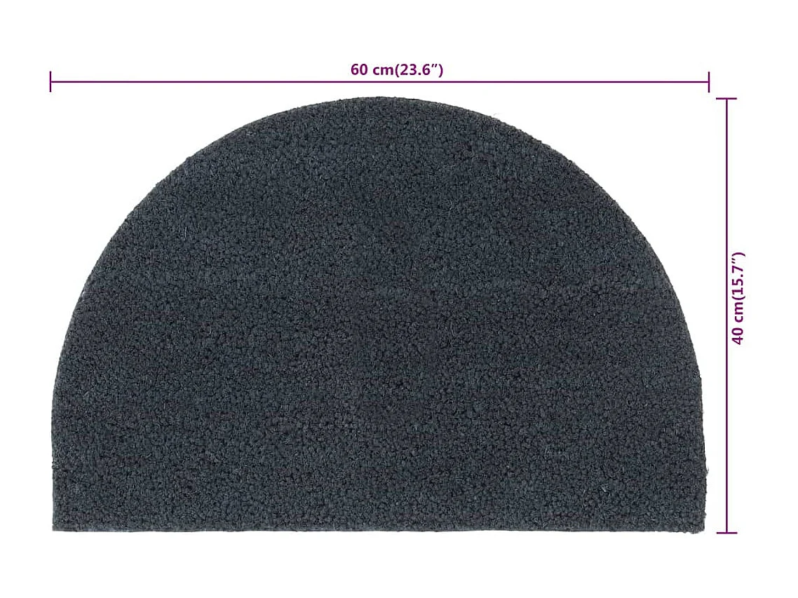 Tapis de porte gris foncé demi-rond 40x60 cm