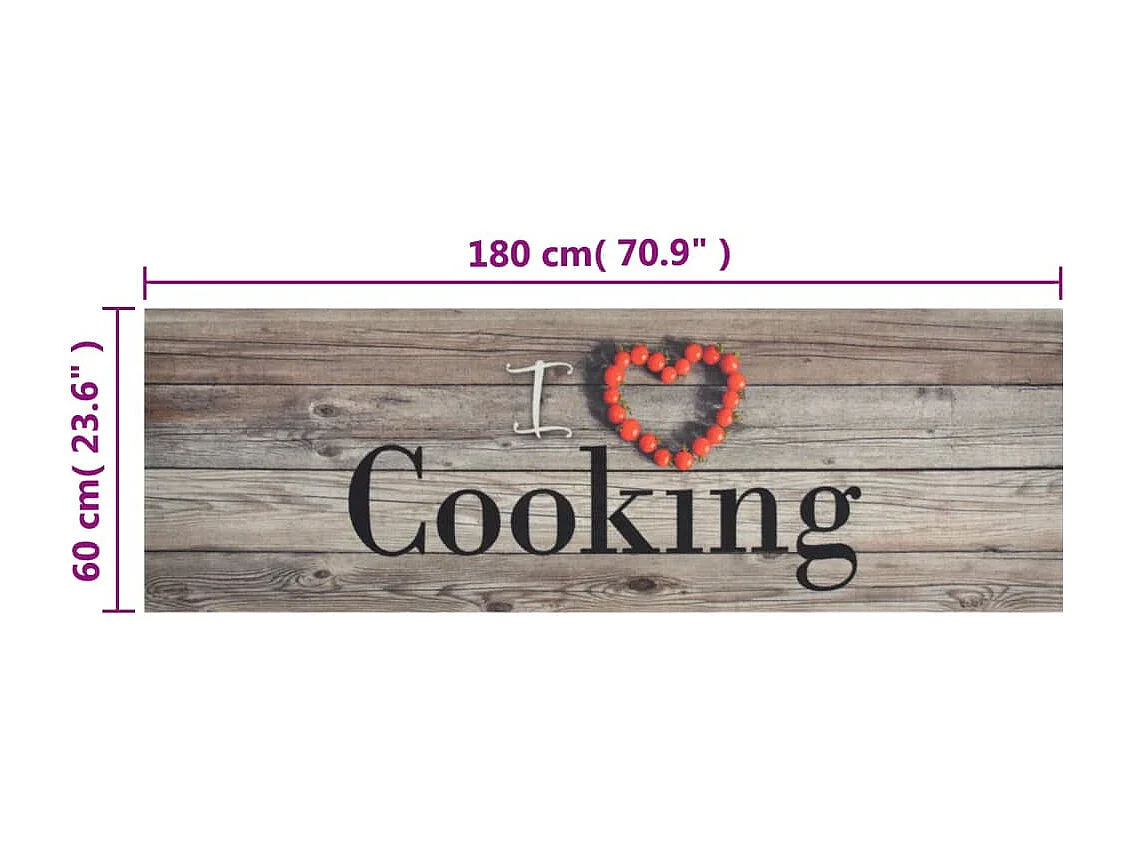 Tapis de cuisine lavable impression cuisine gris 60x180 cm