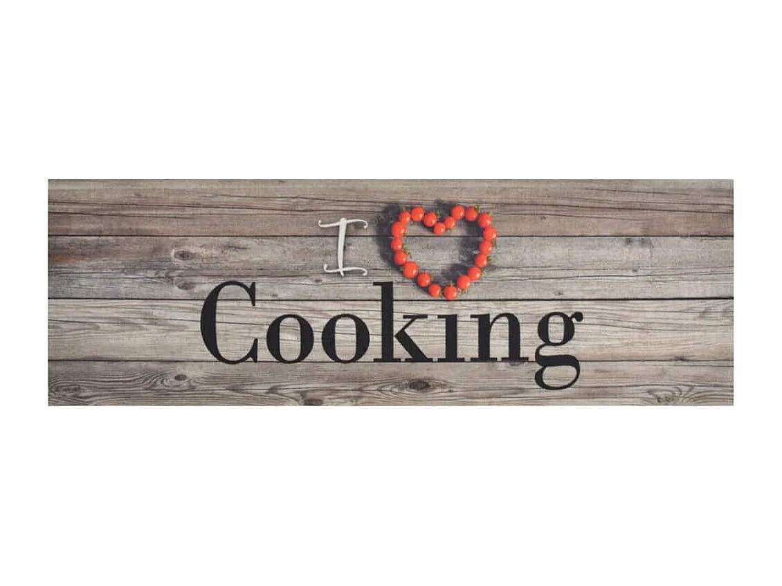 Waschbarer Küchenteppich mit grauem Küchendruck, 60 x 180 cm