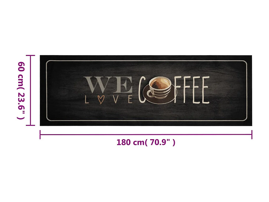 Tappeto da cucina lavabile Testo caffè 60x180 cm velluto