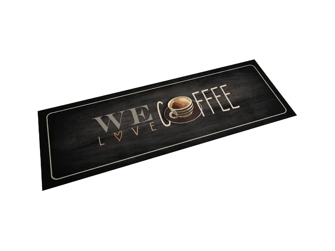Waschbarer Küchenteppich Kaffeetext 60x180 cm Samt