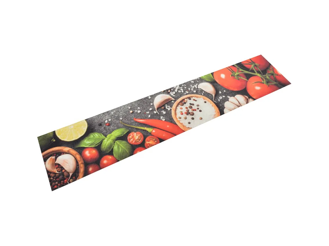 Tapis de cuisine lavable impression légumes 60x300 cm velours