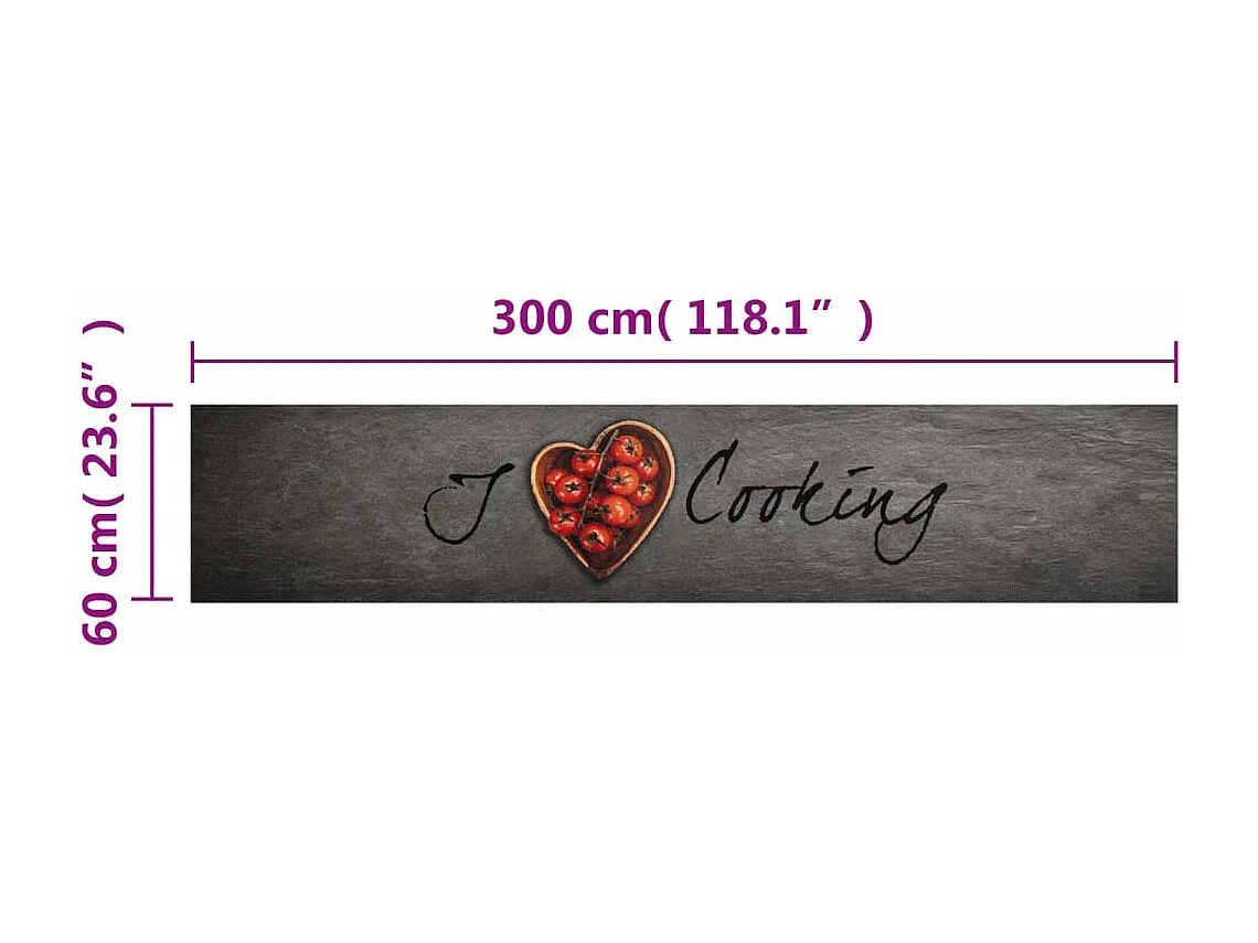 Tappetino da cucina lavabile Cooking text 60x300 cm velluto