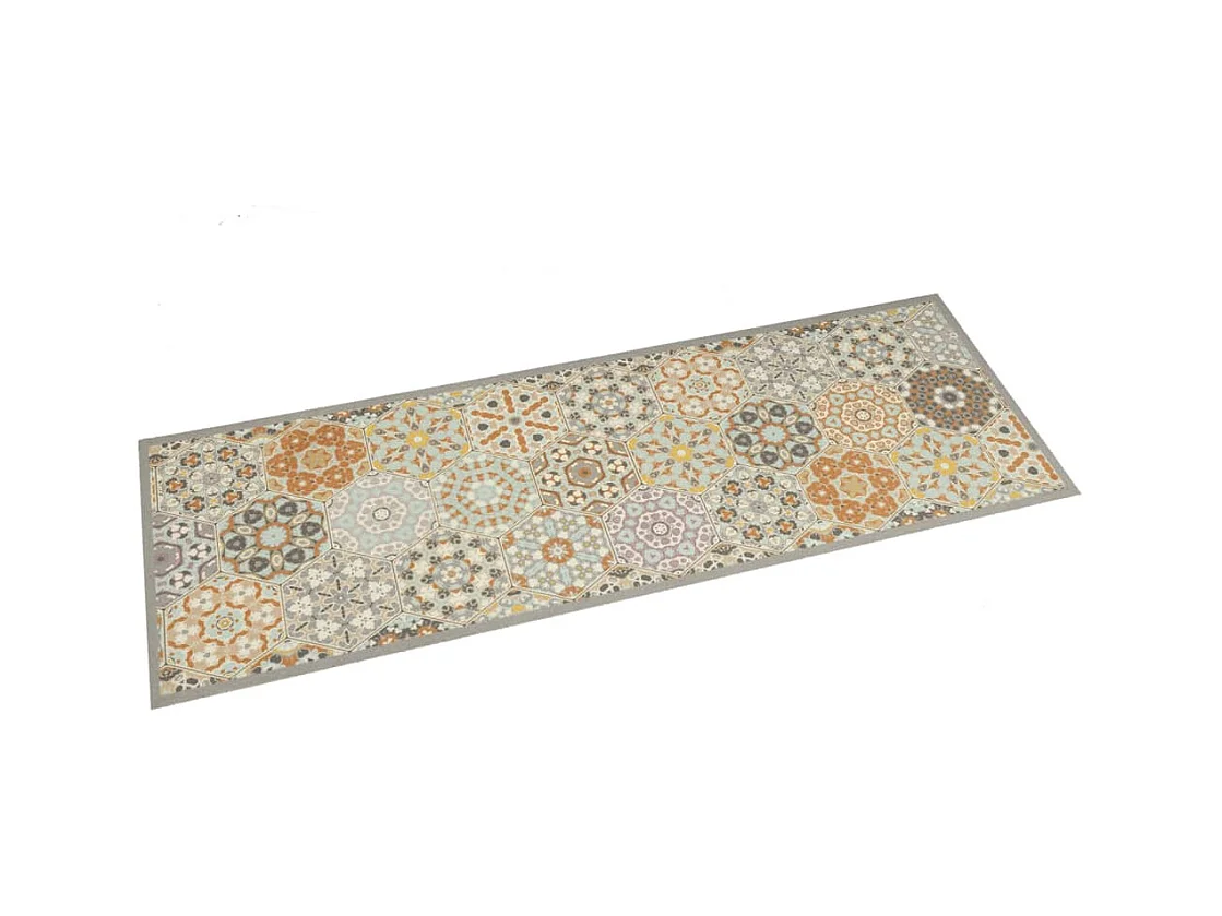 Alfombra de cocina lavable estampado hexagonal pastel 45x150 cm