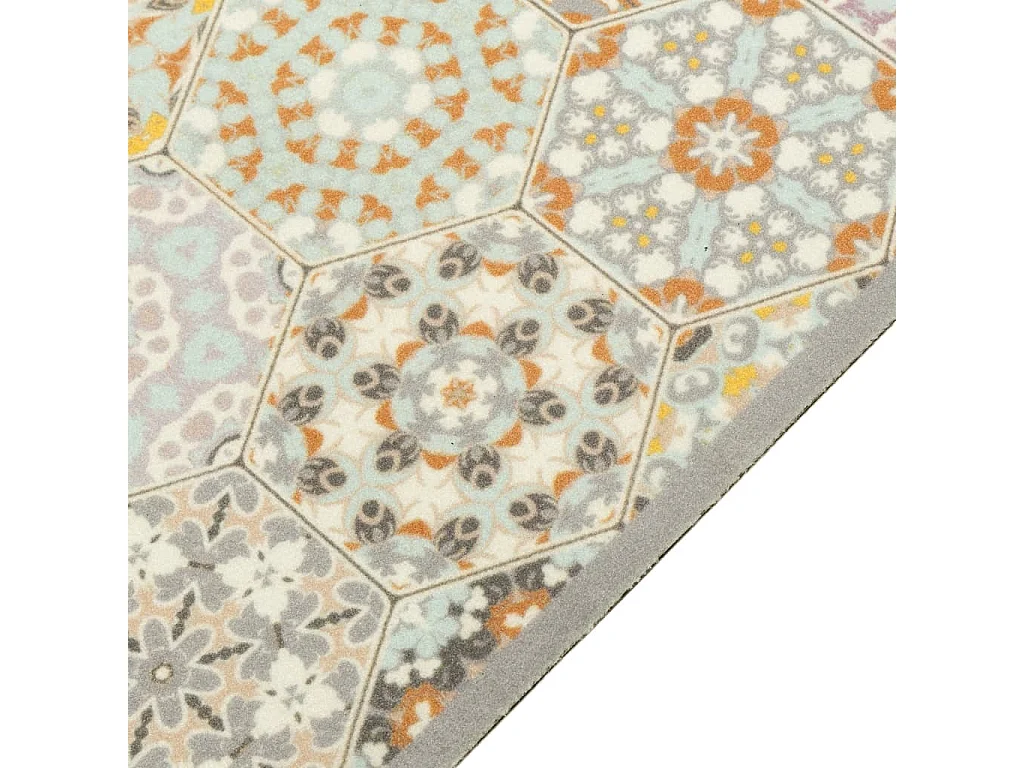 Tapis de cuisine lavable impression pastel hexagonale 45x150 cm