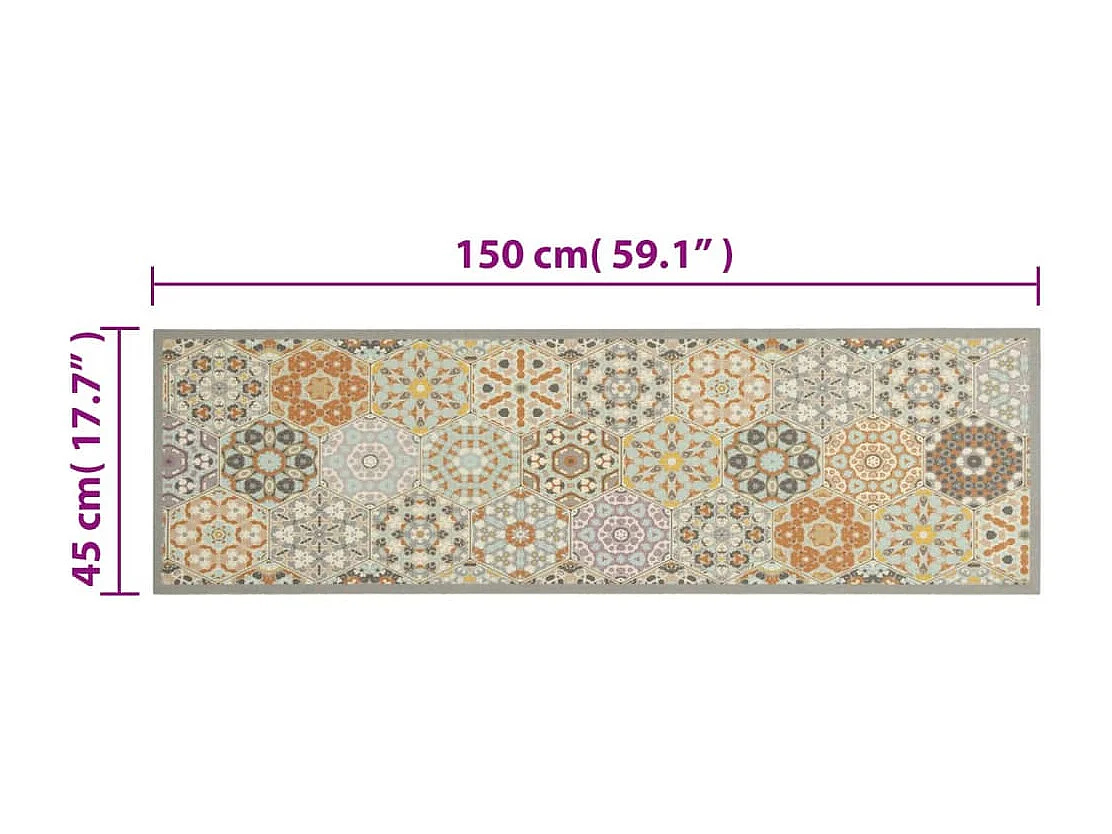 Tapis de cuisine lavable impression pastel hexagonale 45x150 cm