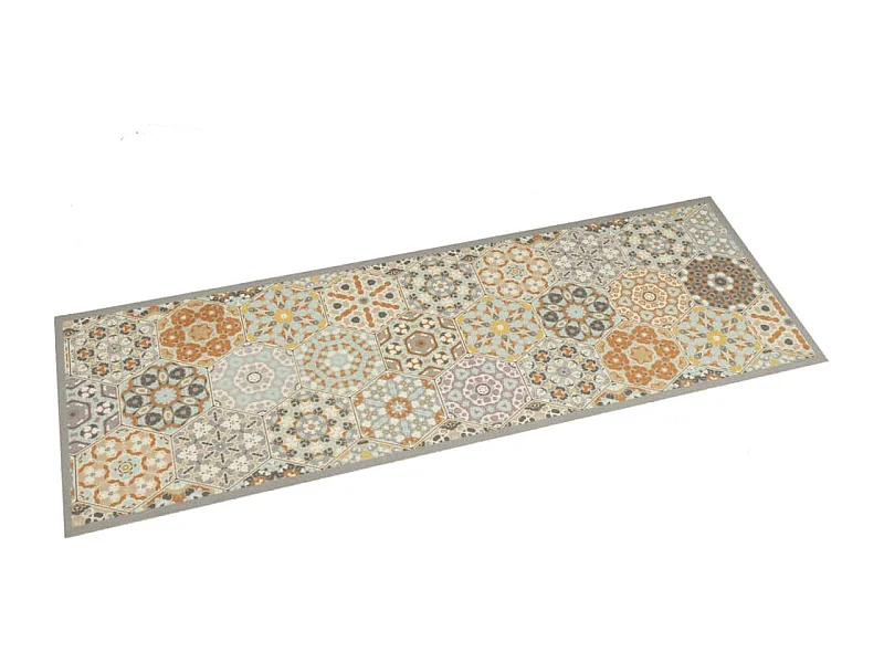 Tapis de cuisine lavable impression pastel hexagonale 45x150 cm