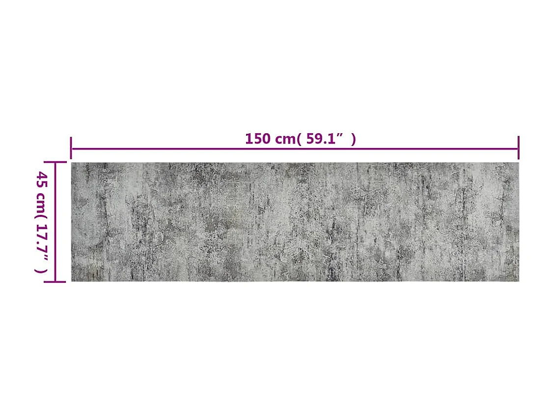 Tapis de cuisine lavable impression béton 45x150 cm velours