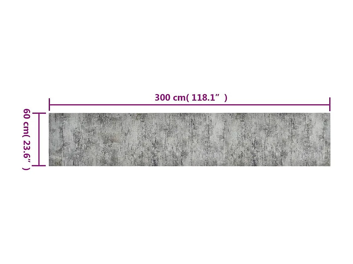 Tapis de cuisine lavable impression béton 60x300 cm velours