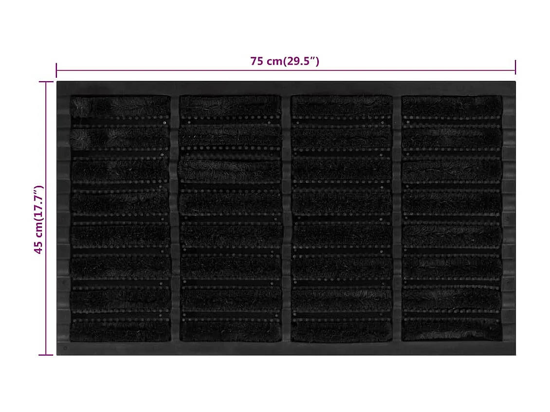 Zerbino rettangolare 45x75 cm in gomma e fibra di cocco