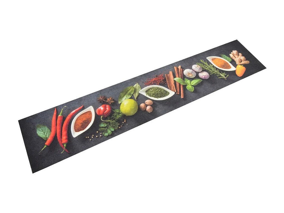 Tapis de cuisine lavable impression d'épices 60x300 cm velours