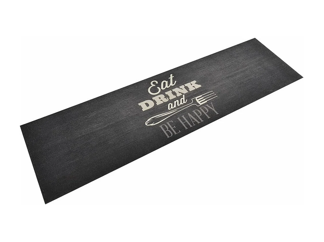 Tapis de cuisine lavable impression cuisine noir 45x150 cm