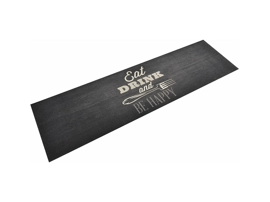 Alfombra de cocina lavable con estampado cocina negra 45x150 cm