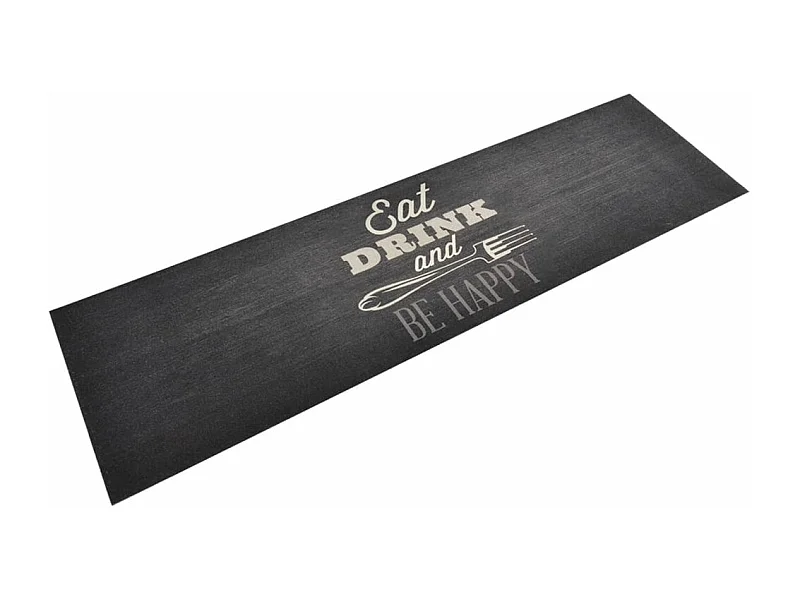 Tapis de cuisine lavable impression cuisine noir 45x150 cm