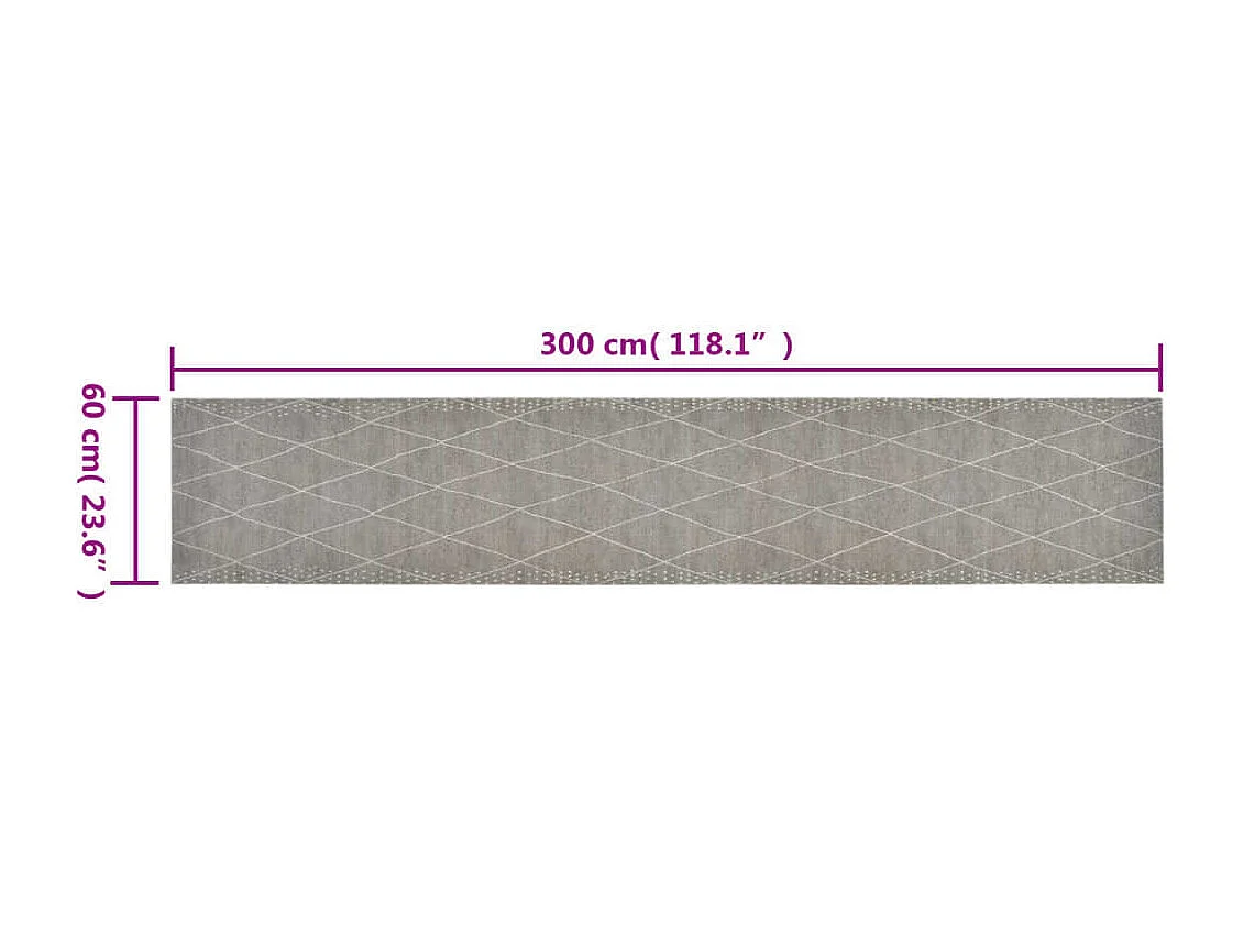 Alfombra de cocina lavable estampado rombos terciopelo 60x300 cm