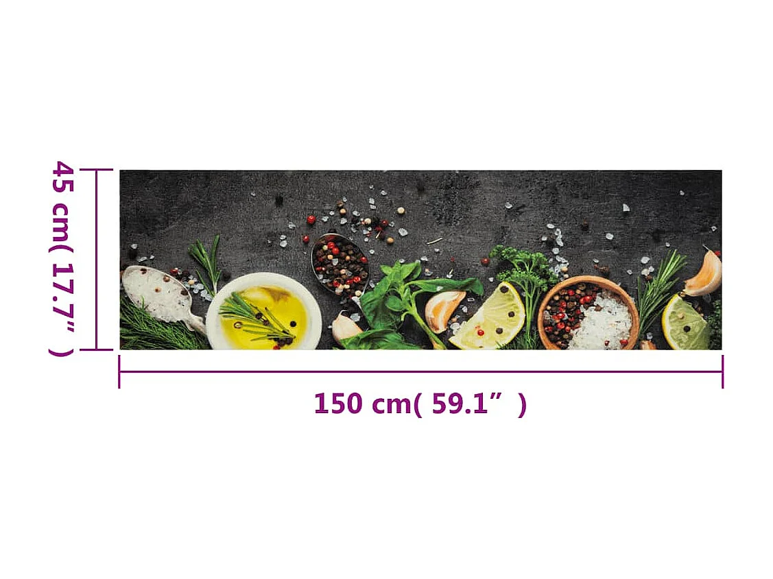 Tappeto da cucina lavabile stampa spezie 45x150 cm in velluto
