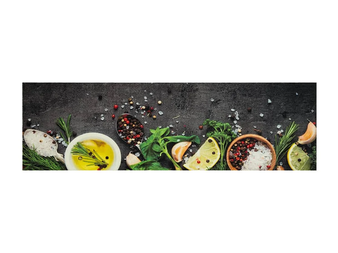 Tapis de cuisine lavable impression d'épices 45x150 cm velours