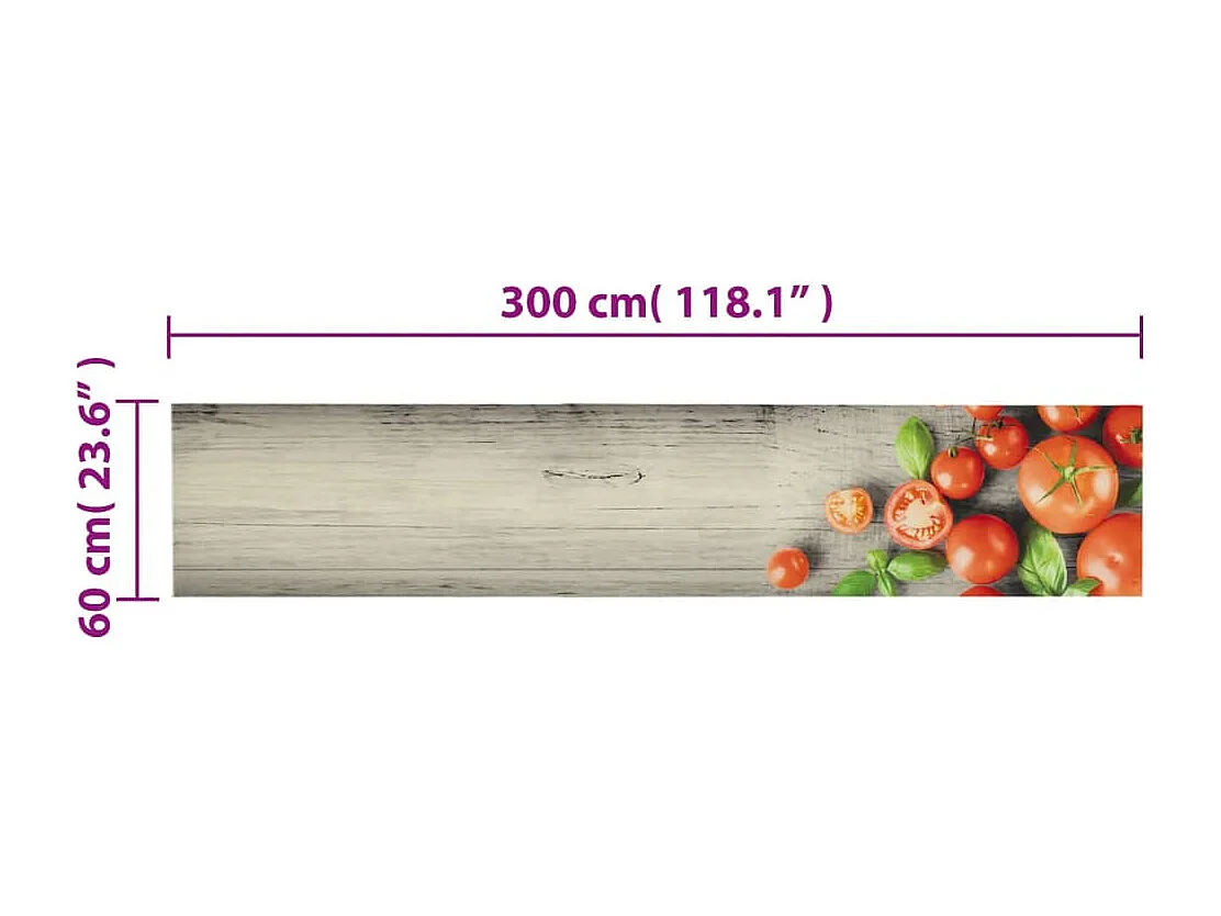 Tapis de cuisine lavable impression de tomates 60x300cm velours