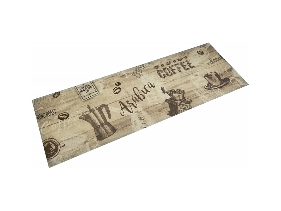 Tappeto da cucina lavabile in velluto stampato marrone caffè 60x180 cm