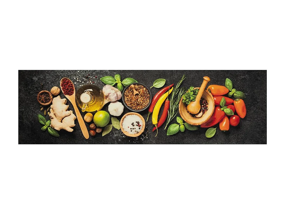 Tappeto da cucina lavabile stampa spezie 45x150 cm in velluto