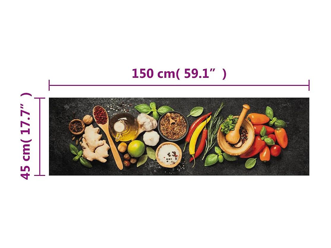 Tappeto da cucina lavabile stampa spezie 45x150 cm in velluto