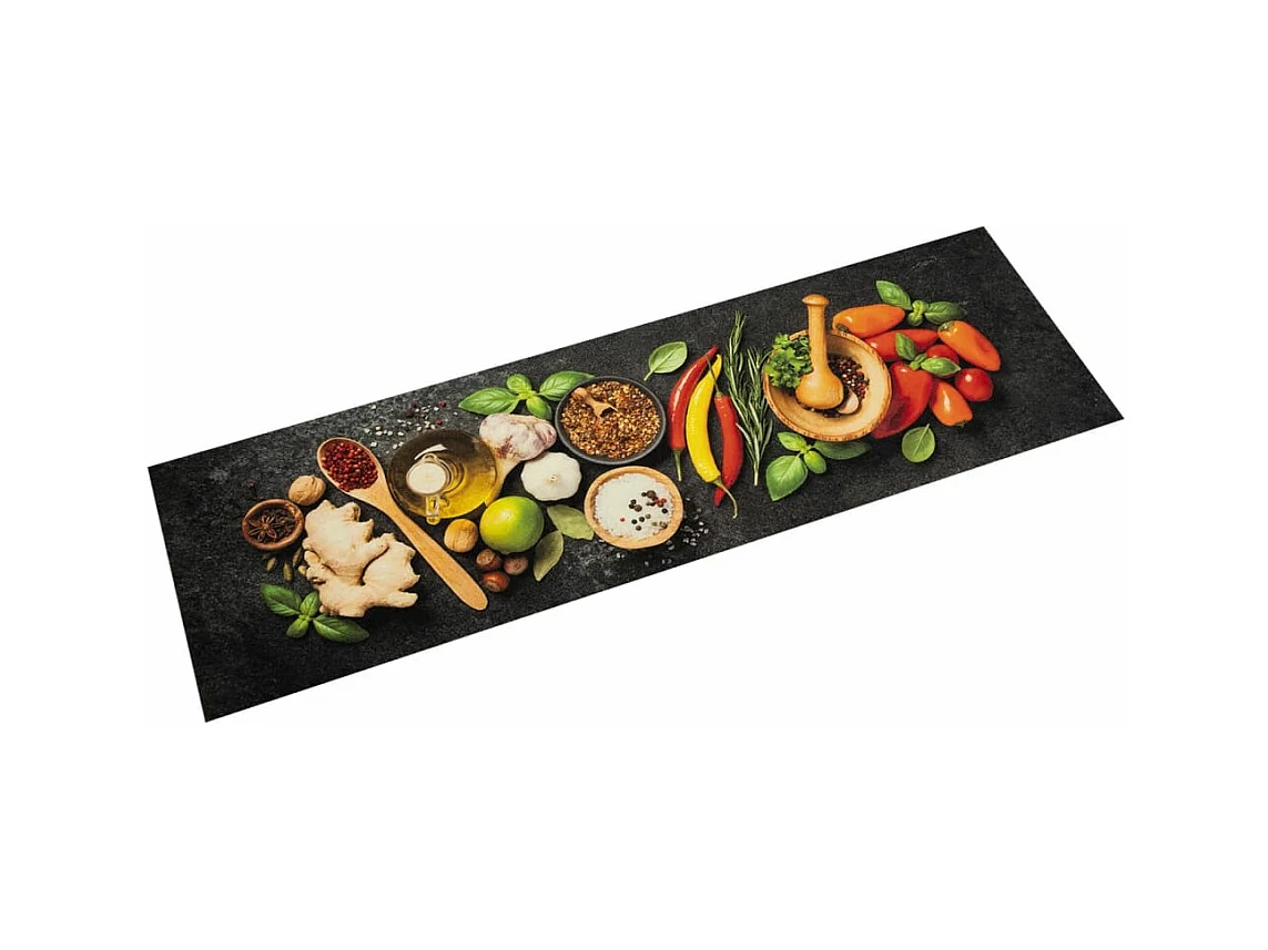 Tapis de cuisine lavable impression d'épices 45x150 cm velours