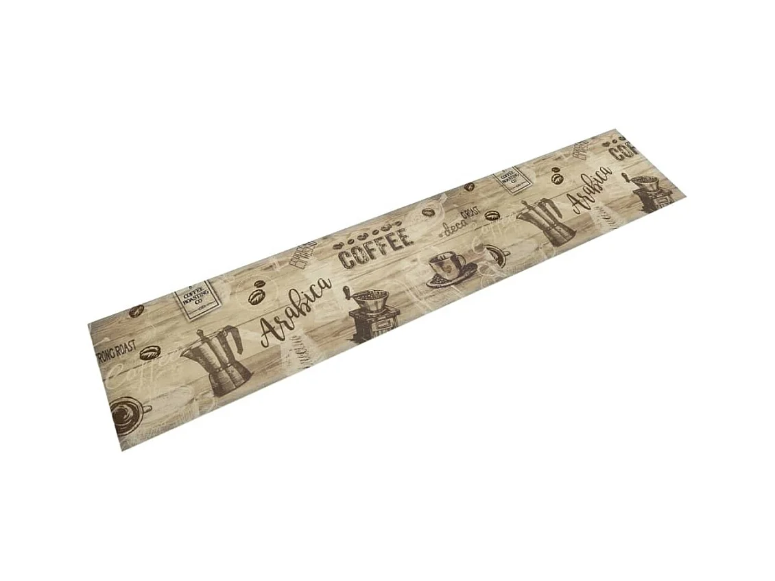 Tapis de cuisine lavable imprimé café marron 60x300 cm velours