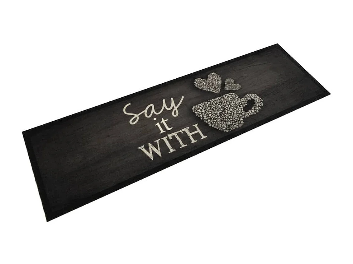 Tappeto da cucina lavabile stampa tazze nere 45x150 cm in velluto