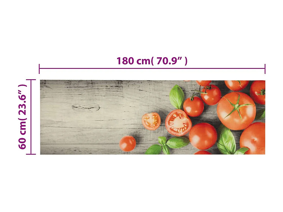 Tapis de cuisine lavable impression de tomates 60x180cm velours