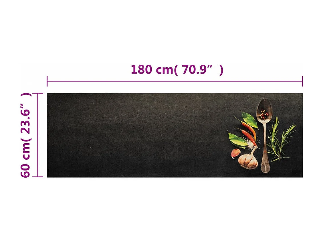 Tapis de cuisine lavable impression d'épices 60x180 cm velours