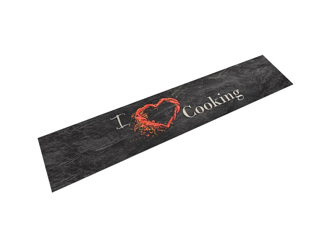 Tappeto da cucina lavabile con stampa cucina nera 60x300 cm